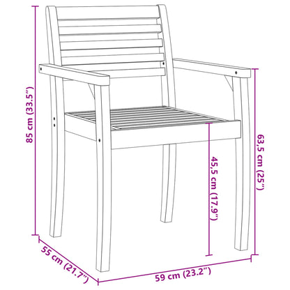 Solid Acacia Wood Garden Chairs, Set of 2, 59x55x85 cm