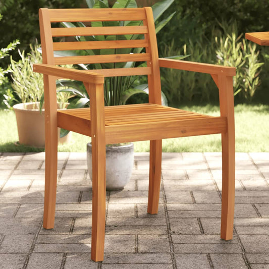 Solid Acacia Wood Garden Chairs, Set of 2, 59x55x85 cm