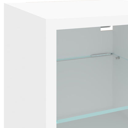 7 Piece TV Wall Units with LED White Engineered Wood