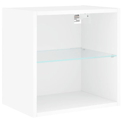 8 Piece TV Wall Units with LED White Engineered Wood