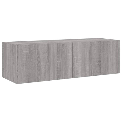 4 Piece TV Wall Cabinets with LED Lights Grey Sonoma