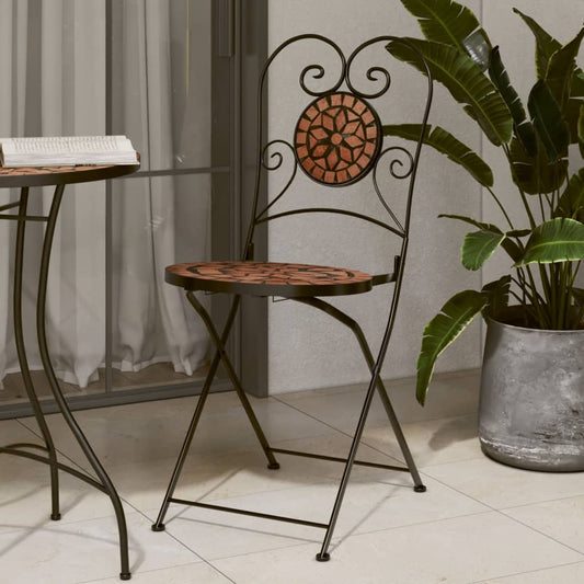 Foldable Bistro Chairs 2pcs, Terracotta Ceramic - Stylish & Practical