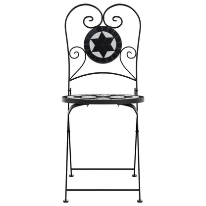 Foldable Bistro Chairs 2 pcs - Black & White Ceramic Design