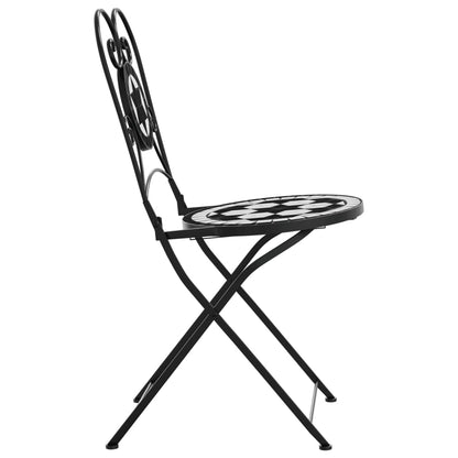 Foldable Bistro Chairs 2 pcs - Black & White Ceramic Design