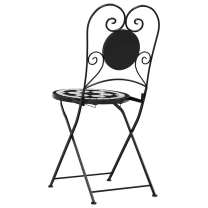 Foldable Bistro Chairs 2 pcs - Black & White Ceramic Design