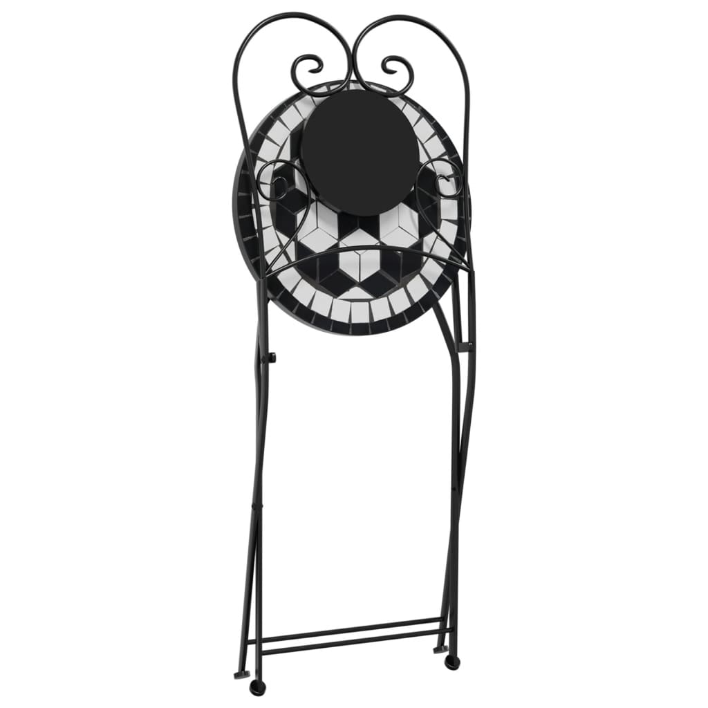 Foldable Bistro Chairs 2 pcs - Black & White Ceramic Design