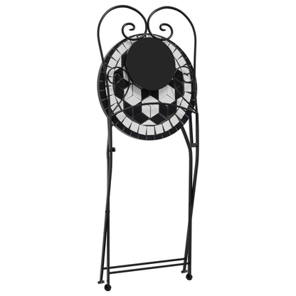 Foldable Bistro Chairs 2 pcs - Black & White Ceramic Design