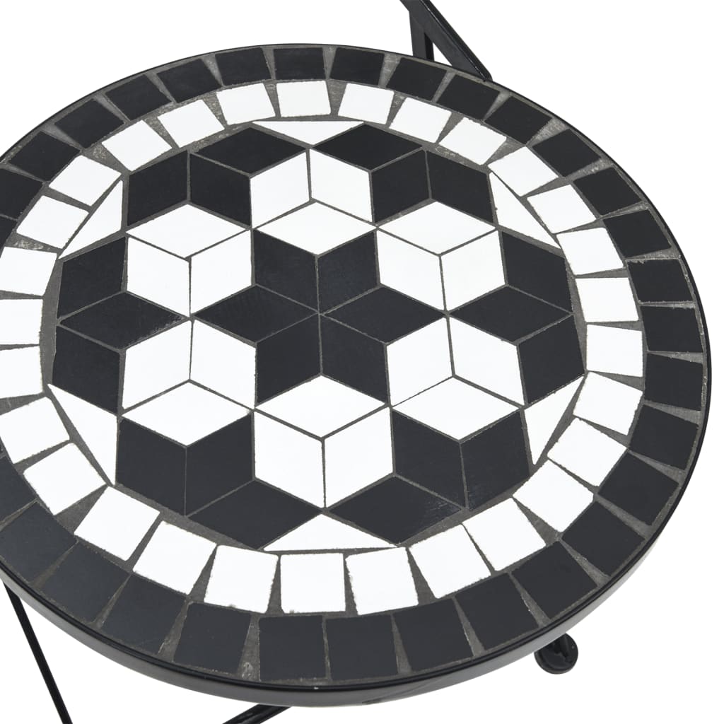 Foldable Bistro Chairs 2 pcs - Black & White Ceramic Design