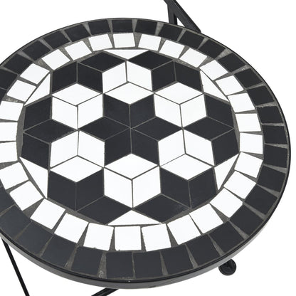 Foldable Bistro Chairs 2 pcs - Black & White Ceramic Design
