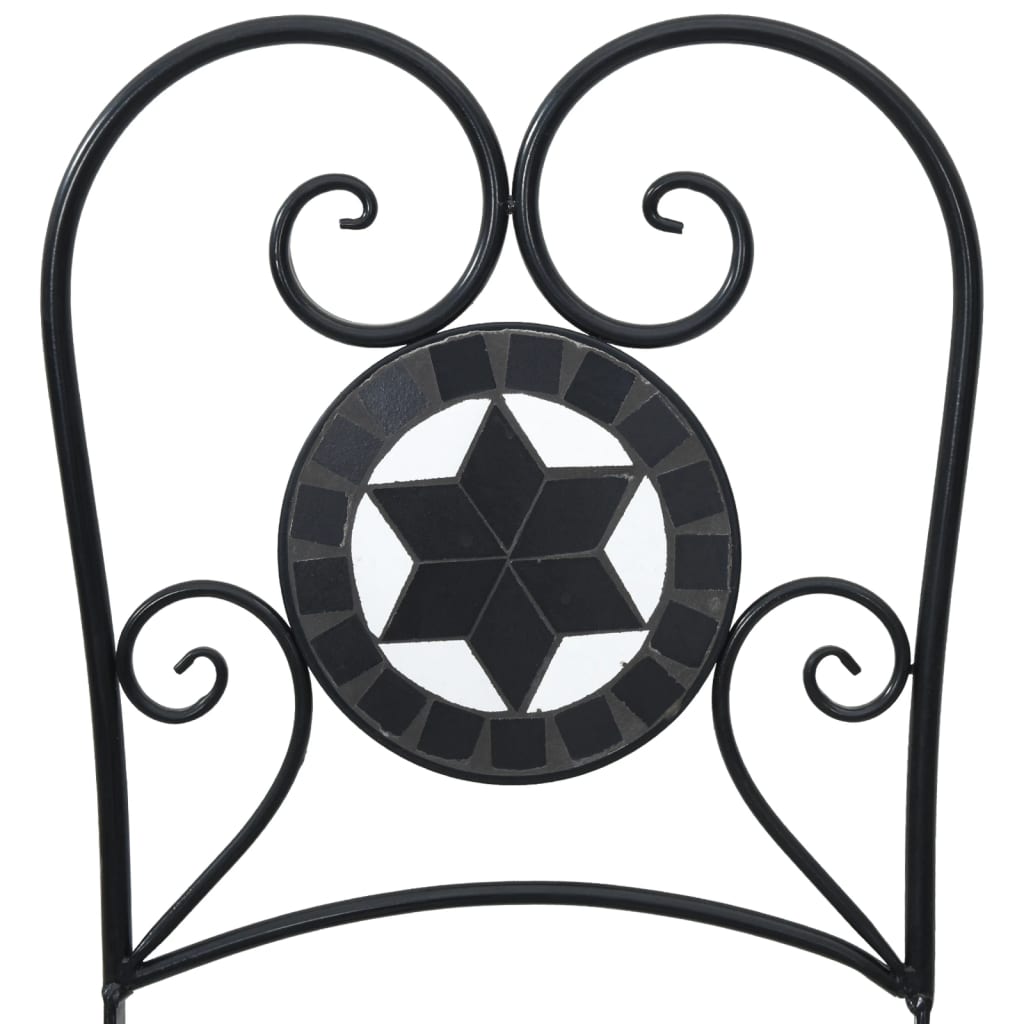 Foldable Bistro Chairs 2 pcs - Black & White Ceramic Design
