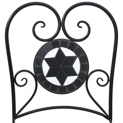 Foldable Bistro Chairs 2 pcs - Black & White Ceramic Design