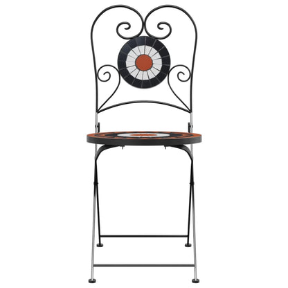 Foldable Bistro Chairs, 2-Piece Set - Terracotta & White Ceramic