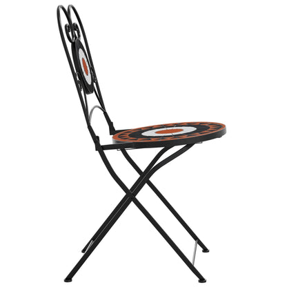 Foldable Bistro Chairs, 2-Piece Set - Terracotta & White Ceramic