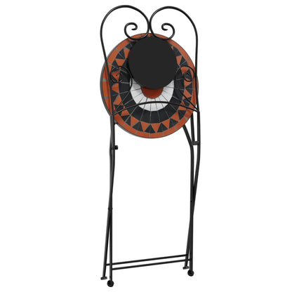Foldable Bistro Chairs, 2-Piece Set - Terracotta & White Ceramic