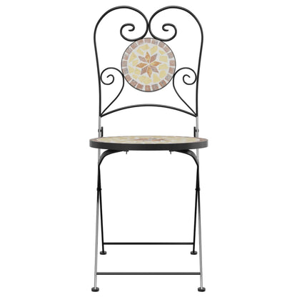 Foldable Bistro Chairs Set, 2 pcs, Terracotta & White Ceramic