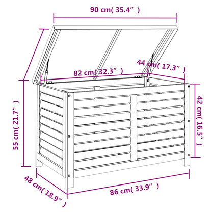 Solid Wood Eucalyptus Garden Storage Box 90x48x55 cm
