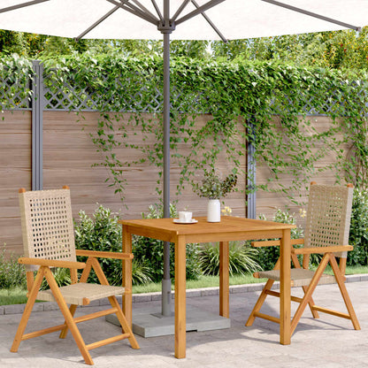 Beige Acacia Wood & Poly Rattan Garden Chairs Set of 2