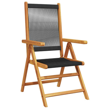 Black Solid Wood Acacia & Polypropylene Garden Chairs, Set of 2