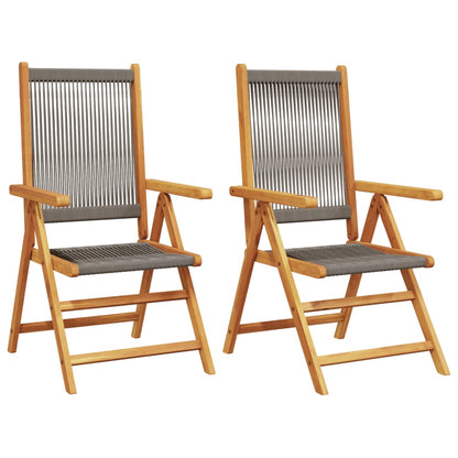 Stylish Grey Garden Chairs Set of 2 - Solid Acacia Wood & PP