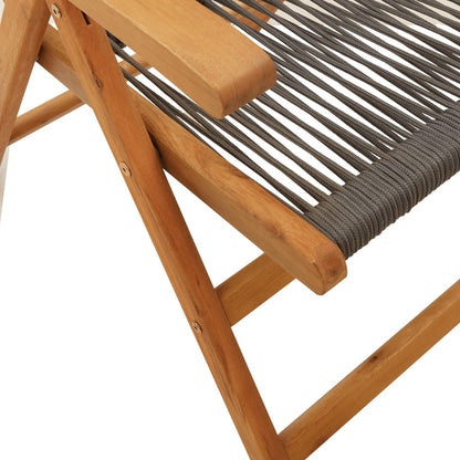 Stylish Grey Garden Chairs Set of 2 - Solid Acacia Wood & PP