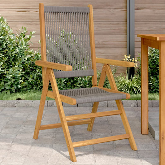 Stylish Grey Garden Chairs Set of 2 - Solid Acacia Wood & PP