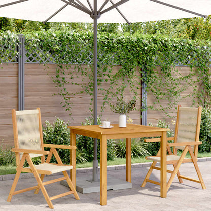 Beige Acacia Wood & Polypropylene Garden Chairs, Set of 2