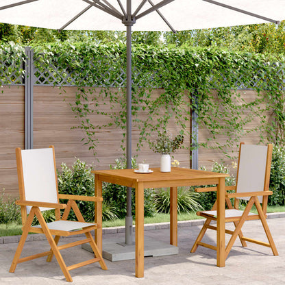 Cream White Acacia Wood Garden Chairs Set of 2 with Fabric Cushions