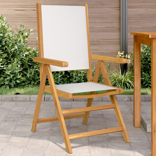 Cream White Acacia Wood Garden Chairs Set of 2 with Fabric Cushions