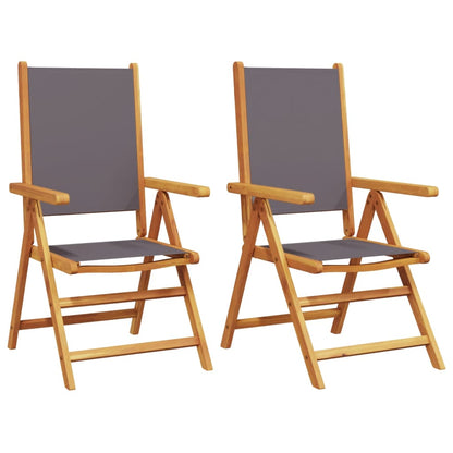 Anthracite Solid Wood & Fabric Garden Chairs, Set of 2