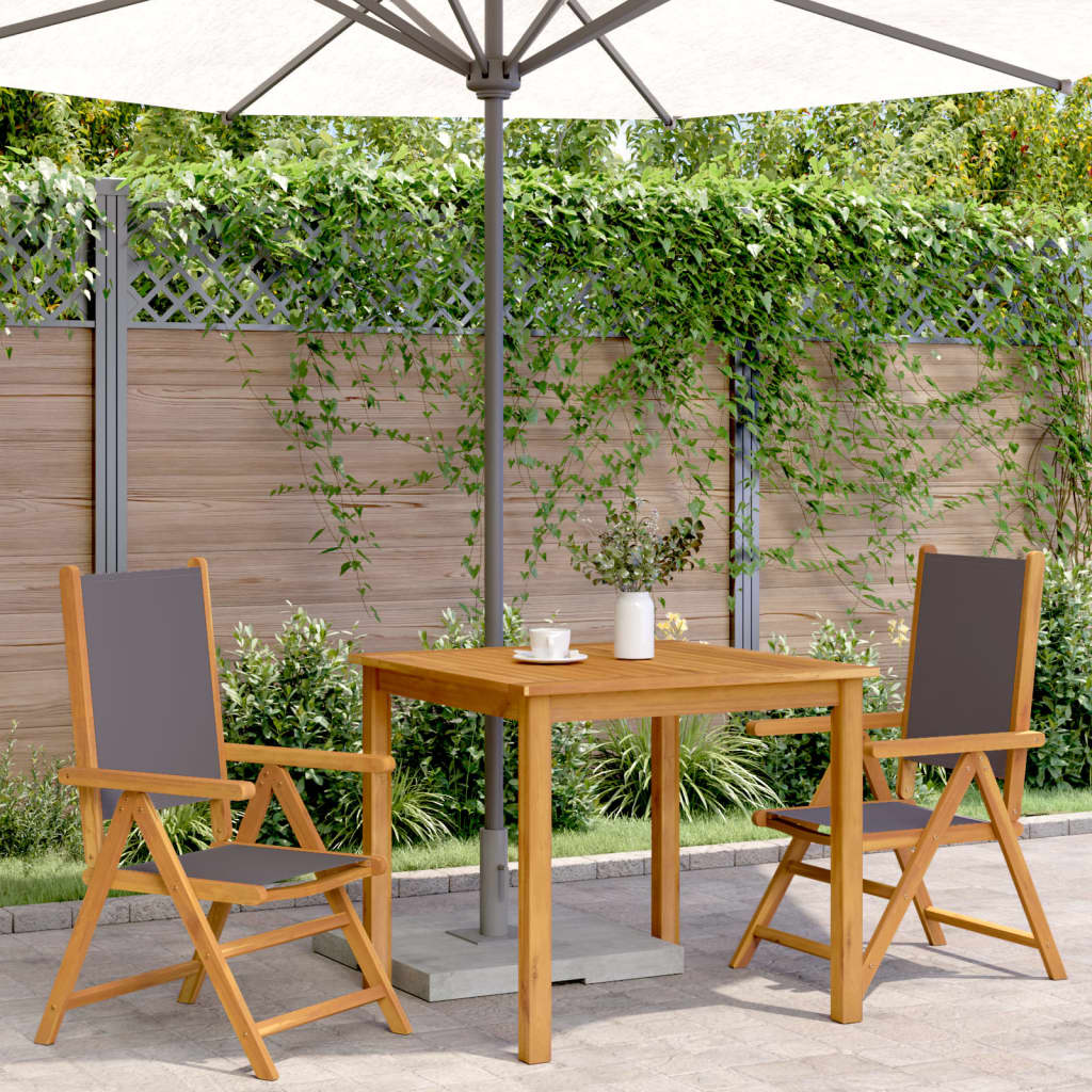 Anthracite Solid Wood & Fabric Garden Chairs, Set of 2