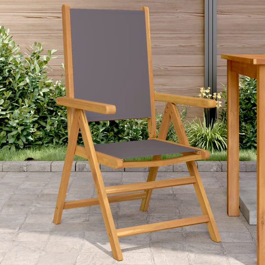 Anthracite Solid Wood & Fabric Garden Chairs, Set of 2