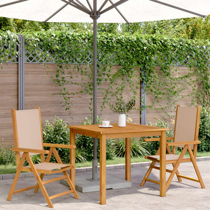 Taupe Acacia Wood Garden Chairs Set of 2 with Fabric Cushions