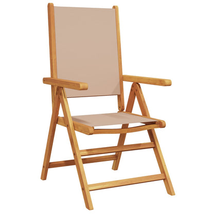 Taupe Acacia Wood Garden Chairs Set of 2 with Fabric Cushions