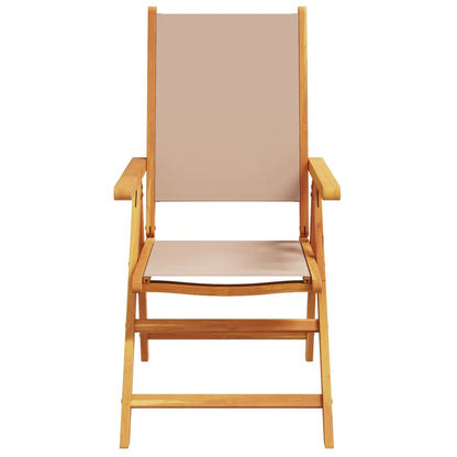 Taupe Acacia Wood Garden Chairs Set of 2 with Fabric Cushions
