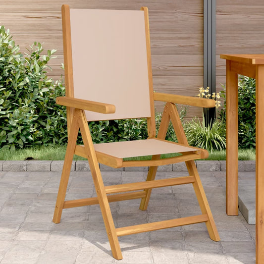 Taupe Acacia Wood Garden Chairs Set of 2 with Fabric Cushions