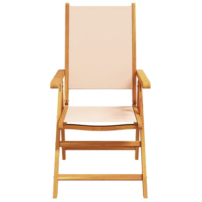 Beige Acacia Wood & Fabric Garden Chairs - Set of 2