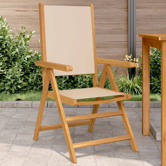 Beige Acacia Wood & Fabric Garden Chairs - Set of 2