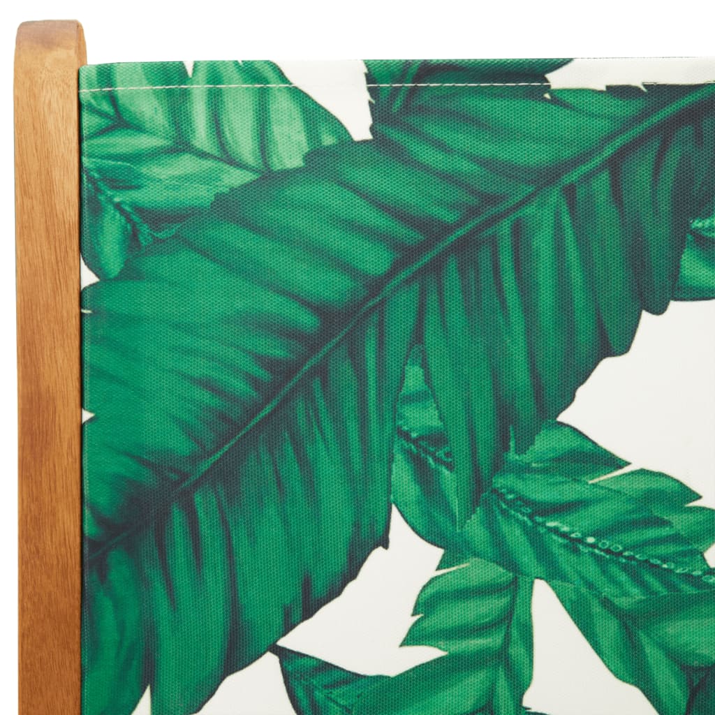 Leaf Pattern Garden Chairs 2 pcs - Solid Acacia Wood & Fabric