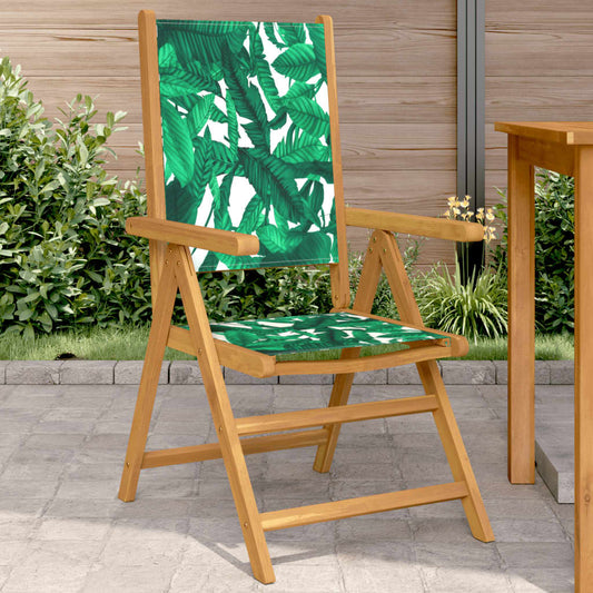 Leaf Pattern Garden Chairs 2 pcs - Solid Acacia Wood & Fabric