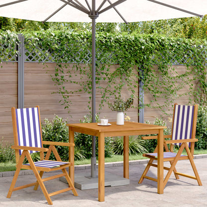Blue & White Acacia Wood Garden Chairs Set - 2 pcs Fabric Design