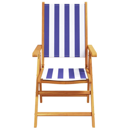 Blue & White Acacia Wood Garden Chairs Set - 2 pcs Fabric Design