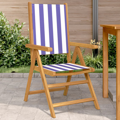 Blue & White Acacia Wood Garden Chairs Set - 2 pcs Fabric Design