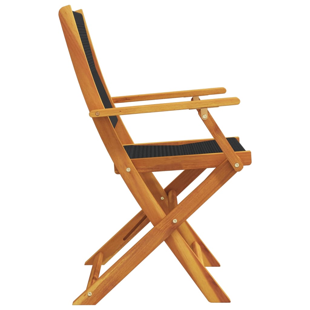 Elegant 2-Piece Black Acacia & Polypropylene Garden Chairs Set