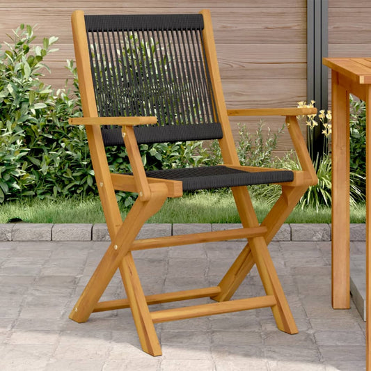Elegant 2-Piece Black Acacia & Polypropylene Garden Chairs Set