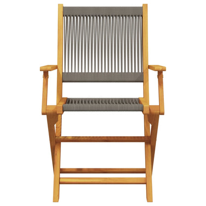 2 Grey Garden Chairs in Solid Acacia Wood & Polypropylene