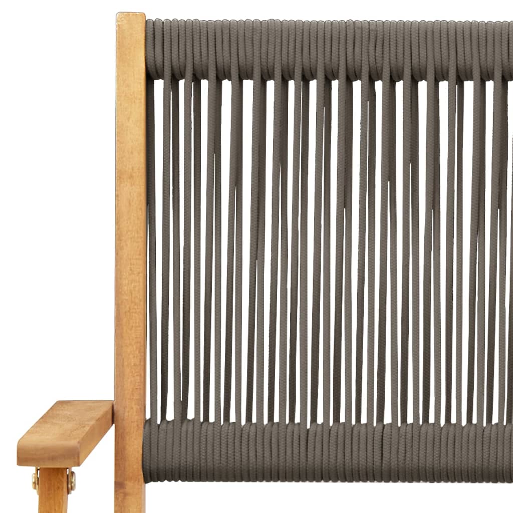2 Grey Garden Chairs in Solid Acacia Wood & Polypropylene