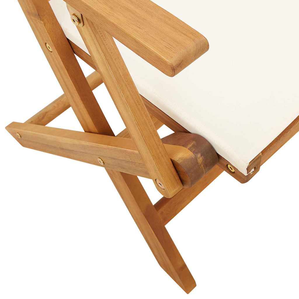 Cream White Acacia Wood Garden Chairs Set of 2 with Fabric