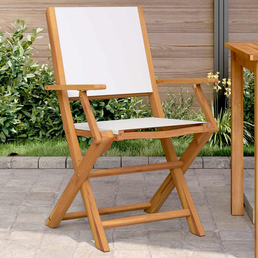 Cream White Acacia Wood Garden Chairs Set of 2 with Fabric