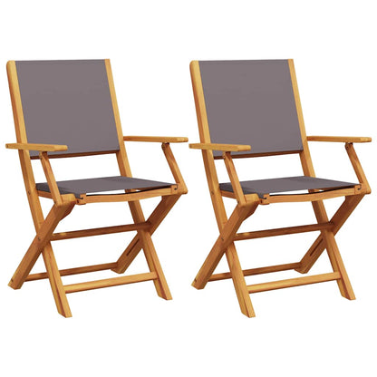 Anthracite Solid Wood Acacia 2-Piece Garden Chair Set