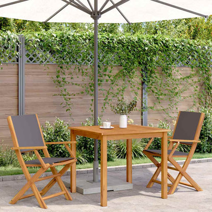 Anthracite Solid Wood Acacia 2-Piece Garden Chair Set